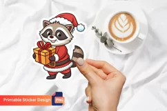 Christmas Santa Raccoon Sticker, Festive Raccoon Sticker Product Image 1