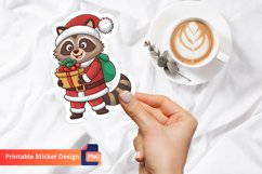 Christmas Santa Raccoon Sticker, Festive Raccoon Sticker Product Image 1