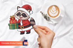 Christmas Santa Raccoon Sticker, Festive Raccoon Sticker Product Image 1