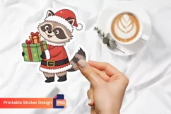 Christmas Santa Raccoon Sticker, Festive Raccoon Sticker Product Image 1