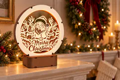 Christmas Santa and Reindeer LED Lamp SVG - 3 mm Laser Cut Product Image 1