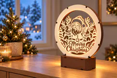 Christmas Santa and Reindeer LED Lamp SVG - 3 mm Laser Cut Product Image 2