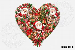 Christmas Santa & Reindeer Heart PNG Product Image 2