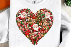 Christmas Santa & Reindeer Heart PNG Product Image 1