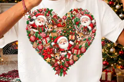 Christmas Santa & Reindeer Heart PNG Product Image 3