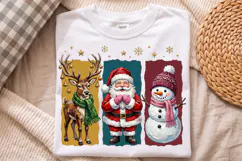 Christmas Santa Reindeer Snowman Png, Festive Holiday Trio Product Image 1