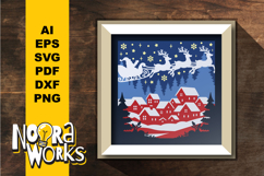Christmas Santa Scene 3D Shadow Box SVG Product Image 1