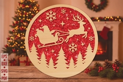 Christmas Santa Sleigh Laser Cut SVG Product Image 1