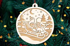 Christmas Santa Sleigh Reindeer Ornament Laser Cut SVG Product Image 2