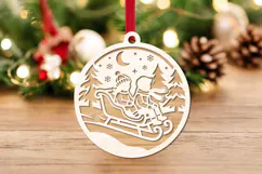 Christmas Santa Sleigh Reindeer Ornament Laser Cut SVG Product Image 3