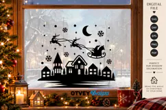 Christmas Santa Sleigh Reindeer Village SVG, Christmas Decor Product Image 1