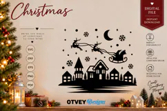 Christmas Santa Sleigh Reindeer Village SVG, Christmas Decor Product Image 2