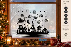 Christmas Santa Sleigh Reindeer Village SVG, Christmas Decor Product Image 2