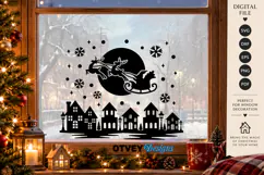 Christmas Santa Sleigh Reindeer Village SVG, Christmas Decor Product Image 2