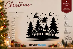 Christmas Santa Sleigh Reindeer Village SVG, Christmas Decor Product Image 1