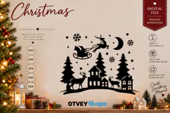 Christmas Santa Sleigh Reindeer Village SVG, Christmas Decor Product Image 1
