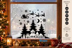 Christmas Santa Sleigh Reindeer Village SVG, Christmas Decor Product Image 2