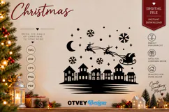 Christmas Santa Sleigh Reindeer Village SVG, Christmas Decor Product Image 1