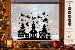 Christmas Santa Sleigh Reindeer Village SVG, Christmas Decor Product Image 2