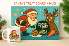 Cute Christmas Cutting Board &amp; Mug, Santa Treat Board Product Image 1