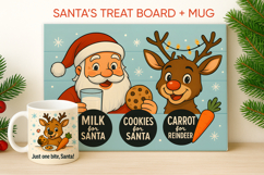 Santa Cookie Board &amp; Christmas Mug, Santa treat board Product Image 1