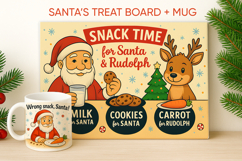 Santa Milk and Cookies Board, Santa Treat Cutting Board Product Image 1