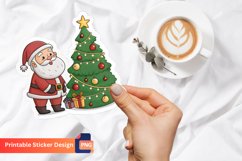 Christmas Santa And Tree Sticker, Winter Holiday Sticker Product Image 1