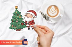 Christmas Santa And Tree Sticker, Winter Holiday Sticker Product Image 1