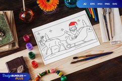 Christmas Santa Sleigh Coloring Page Product Image 1