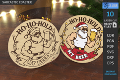 Christmas Sarcastic Coaster Laser Cut|Drink Coaster SVG|Xmas Product Image 1