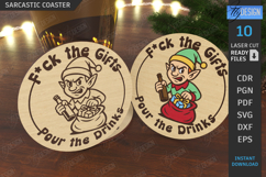 Christmas Sarcastic Coasters with Stand Laser Cut Bundle|CNC Product Image 7