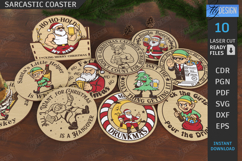 Christmas Sarcastic Coasters with Stand Laser Cut Bundle|CNC Product Image 1