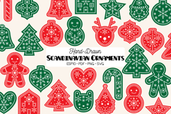 Scandinavian Holiday Ornaments | Christmas Tree, Star, Santa Product Image 1