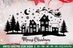 Merry Christmas SVG Winter Christmas Village House SVG Product Image 1