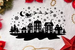 Christmas Village Svg, Winter Christmas Scene Svg, Xmas Svg. Product Image 2