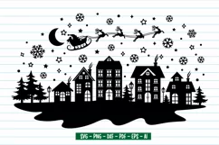 Christmas Village Svg, Winter Christmas Scene Svg, Xmas Svg. Product Image 1