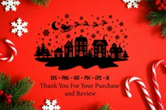 Christmas Village Svg, Winter Christmas Scene Svg, Xmas Svg. Product Image 10