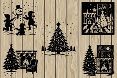 Christmas scene mini bundle stencil silhouette SVG Product Image 1