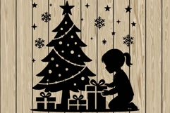 Christmas scene stencil silhouette SVG Product Image 1