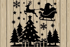 Christmas scene stencil silhouette SVG Product Image 1