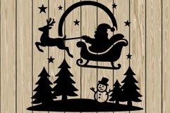 Christmas scene stencil silhouette SVG Product Image 1