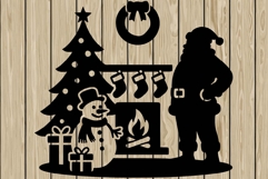Christmas scene stencil silhouette SVG Product Image 1