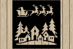 Christmas scene stencil silhouette SVG Product Image 1