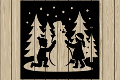 Christmas scene stencil silhouette SVG Product Image 1