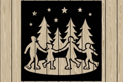Christmas scene stencil silhouette SVG Product Image 1