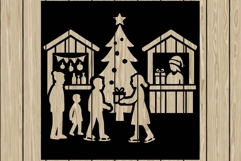 Christmas scene stencil silhouette SVG Product Image 1