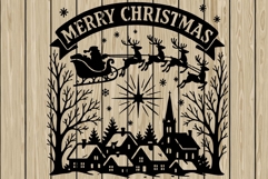 Christmas scene stencil silhouette SVG Product Image 1
