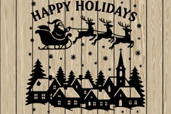 Christmas scene stencil silhouette SVG Product Image 1