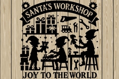 Christmas scene stencil silhouette SVG Product Image 1