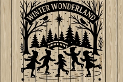 Christmas scene stencil silhouette SVG Product Image 1